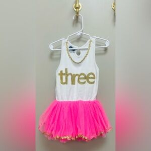 Mud Pie pink White and Gold Tutu Baby party Dress